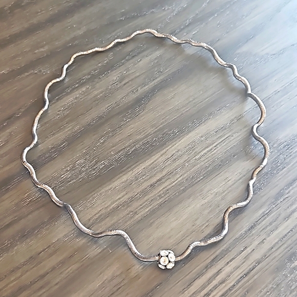 Jewelry - Fun Flexible Silver Snake Chain with a Chunky Crystal Ball Pendant